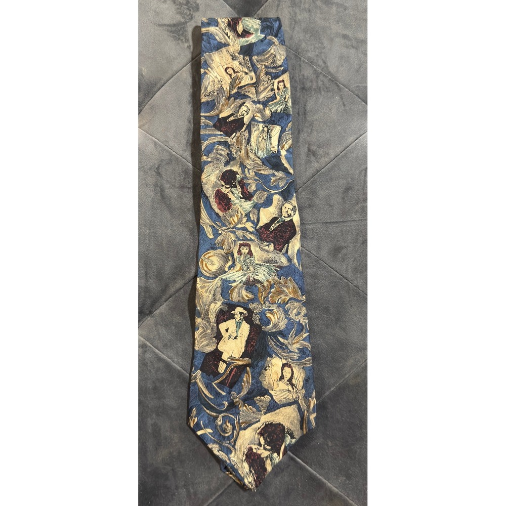 Vintage 1992 American Film Classics Gone With The Wind Tie Navy Blue Gold Silk
